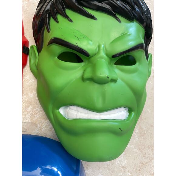 CHILD 3 MARVEL CAPTAIN AMERICA HULK IRON MAN FACE MASKS COSTUME NEW FLAWS - Picture 3 of 5